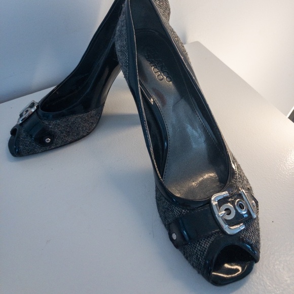 FRANCO SARTO Black Peep Toe Heels - Picture 3 of 5
